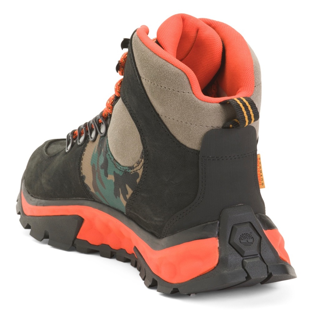 Mens Timberland Solar Ridge GoreTex Mid Hiking Boots Waterproof Black Red - Picture 2 of 13